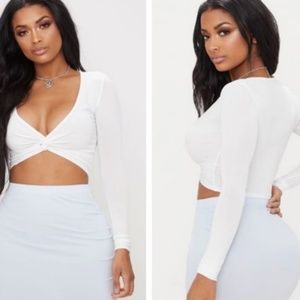 Prettylittlething crop top solid white top